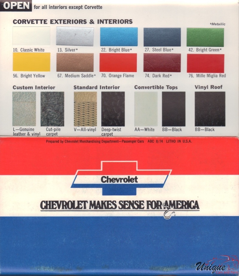 Chev Corvette Paint Chart Color Reference